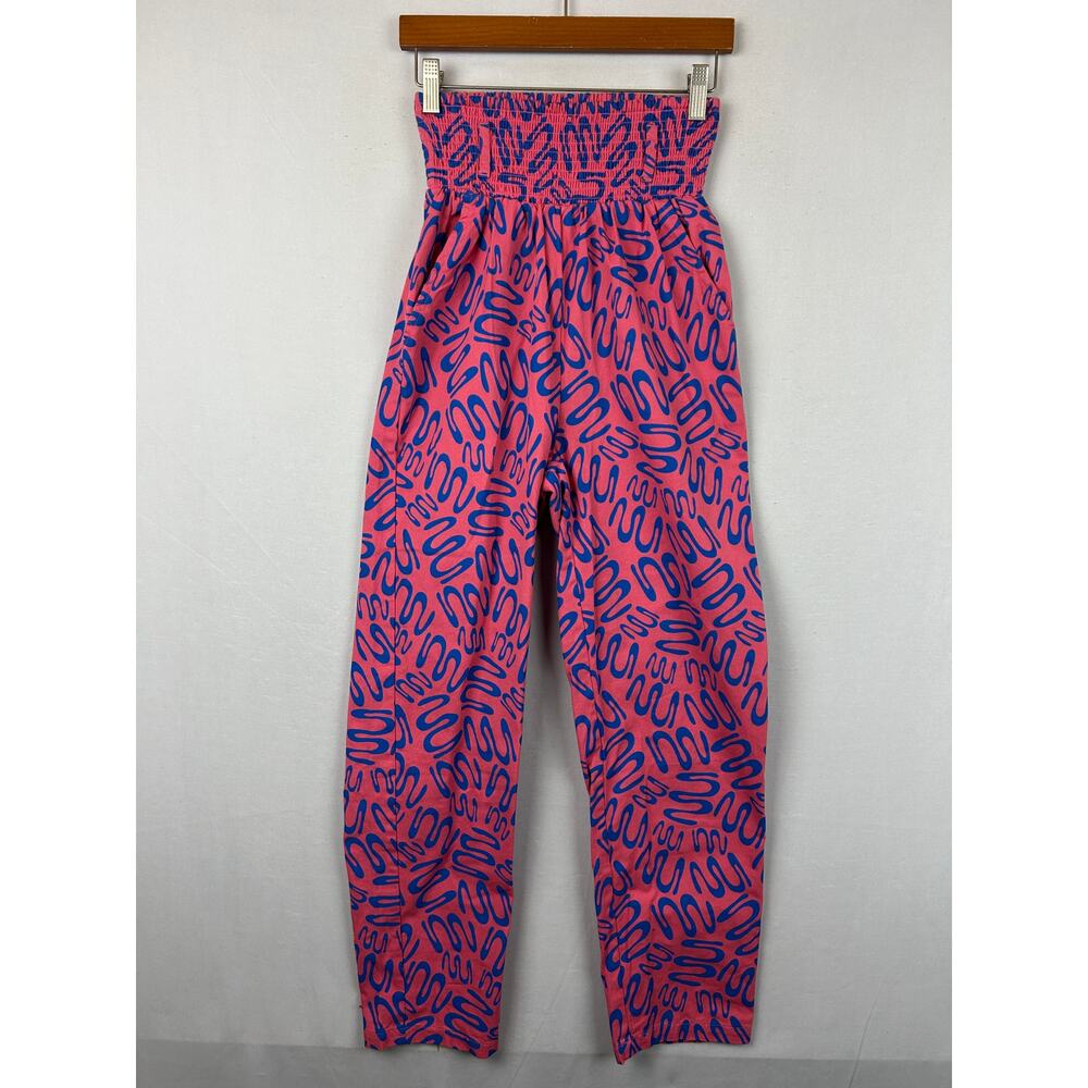 Lucy & Yak Kia Organic Cotton Trousers Rene Pink Print Pants Women's Size XS